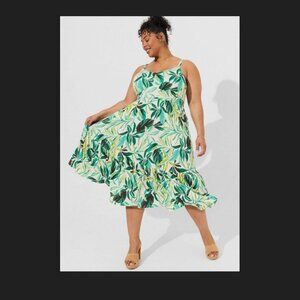 Torrid Green and White Ruffled Sundress, stretchy comfortable Plus Size 3X